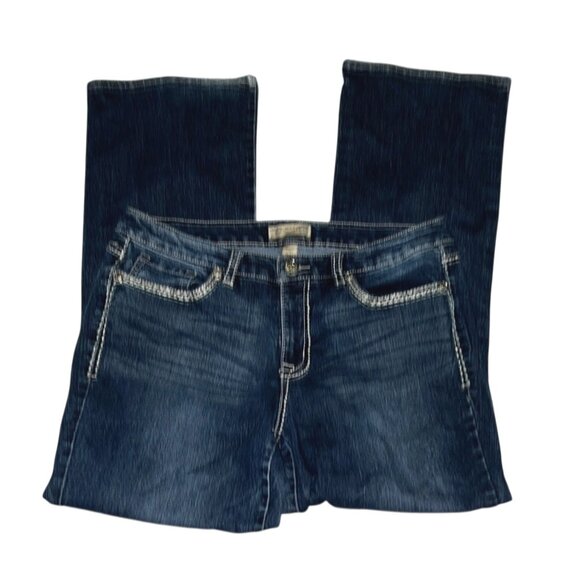 Nine West Vintage America Womens Dark Wash Embellished Jeans 12/31 Mid-Rise Boot - Picture 13 of 13